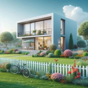 Flat Roof Home Rendered Painted White