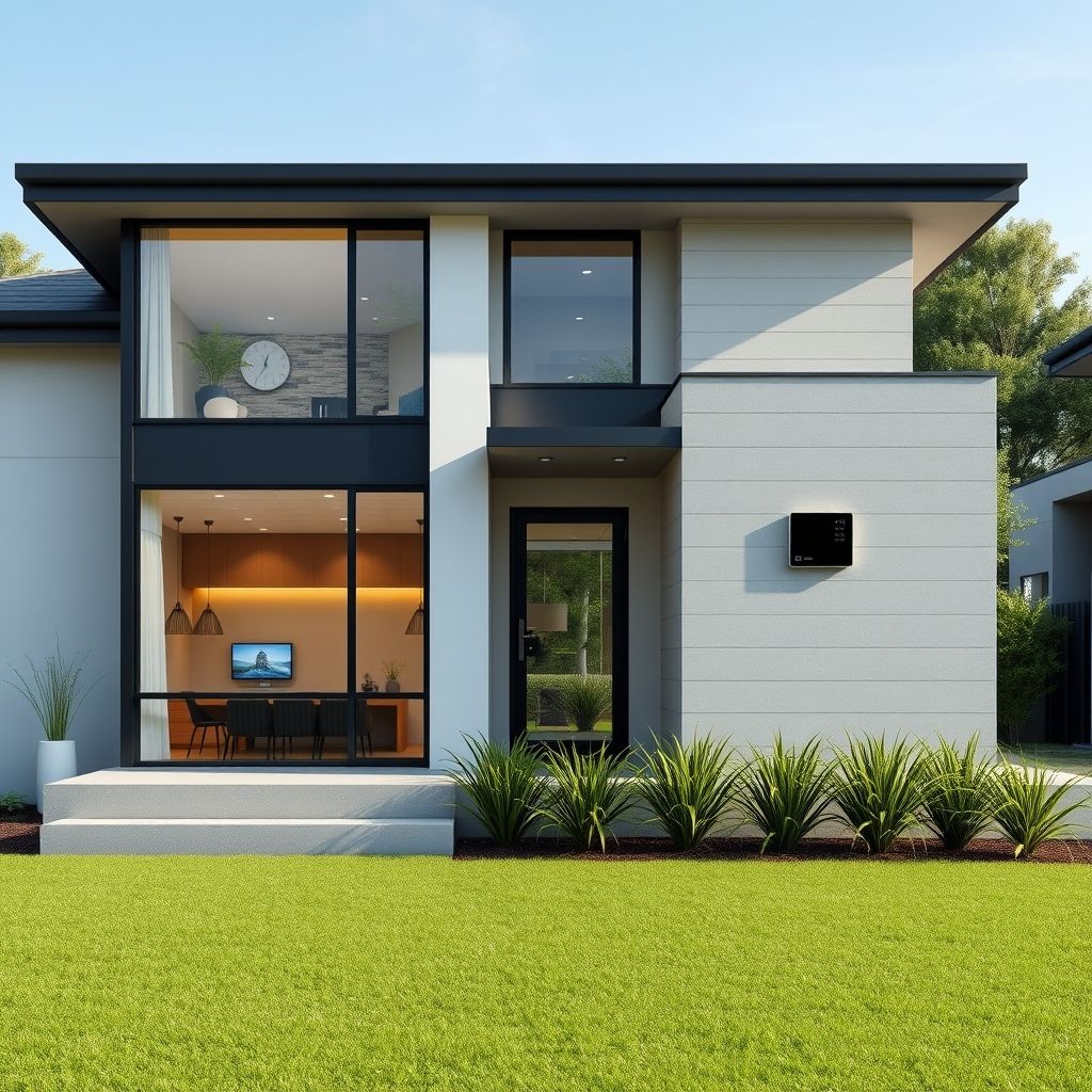 Professional, modern Wisteria Homes showcase smart tech integration in a clean, square-aspect rural dwelling, setting them apart as leading affordable new home builders in East Brisbane.
