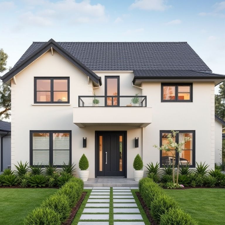 Modern, clean-lined Wisteria Homes design, showcasing long-term investment in durable, dream home construction for Australian homeowners, in a professional, photorealistic, square composition.