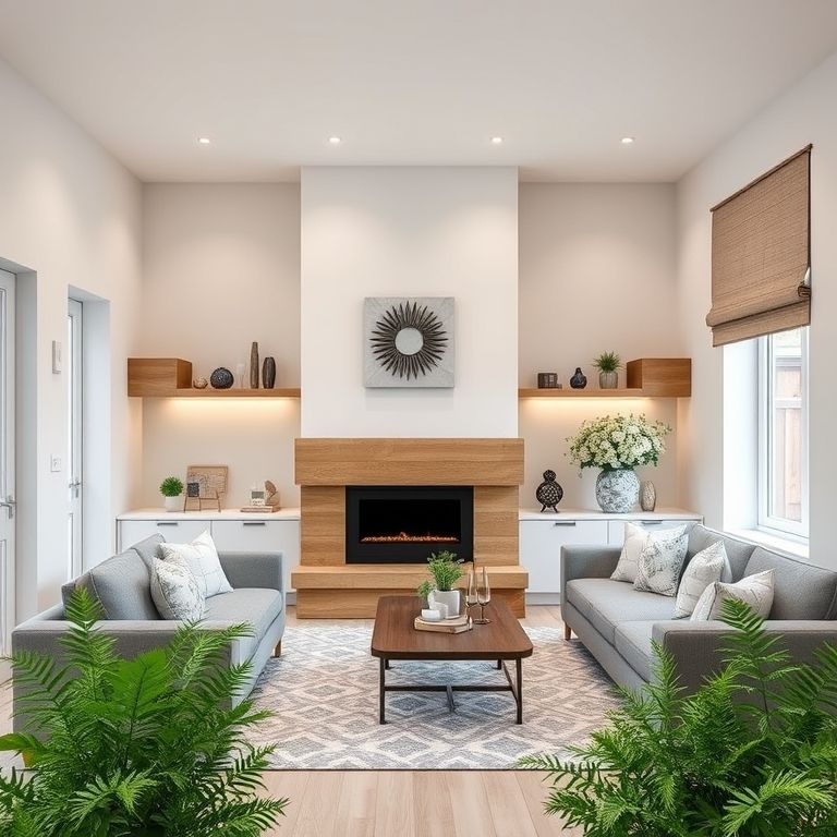 Square, clean, modern Wisteria Homes' smart residence, showcasing advanced technology integration, set in a manicured, flowering Wisteria garden.