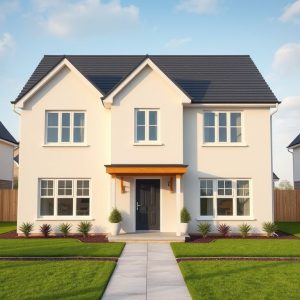 Modern homes showcasing affordable new home builder competition.  Clean lines, professional aesthetic.