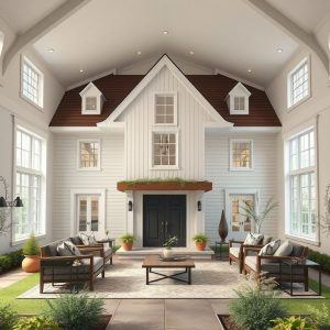 Professional, clean, 16:9 modern image showcases a multi-generational country home, symbolizing legacy focus of family builders.