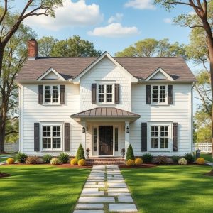 Modern, custom-built country home seamlessly integrated with lush greenery and preserved natural features, showcasing a sustainable, high-quality architectural design." (111 characters)