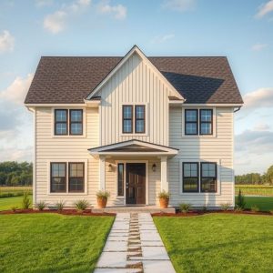 Modern rural home construction site with precision, showcasing local new home builders' commitment to quality and community connections.