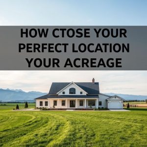 Modern farm home, nestled on lush acreage, stands against a backdrop of rolling hills, showcasing an ideal location for home building, with clean, professional lines and a 16:9 aspect ratio.