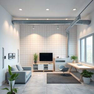 Modern, 16:9 aspect ratio image showcasing a custom home utility setup with sleek, high-quality infrastructure elements, ideal for planning a custom-built home.