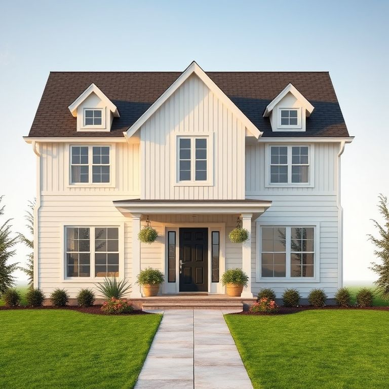 Stunning, modern country home built by custom home builders, collaborating with local suppliers, showcasing high-quality materials and sleek design, set against a serene landscape, ideal for showcasing benefits of local supplier networks.