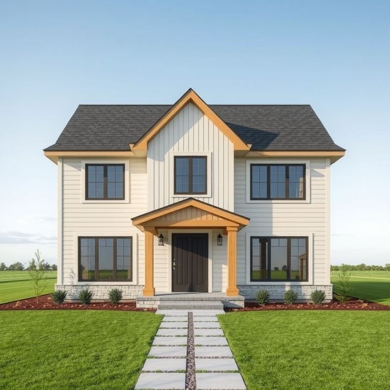 Modern acreage home construction on a pristine landscape, showcasing quality new home builder services, in a professional, clean, 16:9, 16:9 aspect ratio.