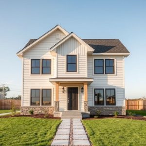 Modern, spacious acreage property under construction by affordable new home builders, showcasing sleek lines, clean design, and a promise of realized dreams in a 16:9, professional setting.