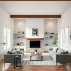 Professional, modern 16:9 image showcasing an affordable home builder's project, with a focus on transparent overhead cost breakdown for potential clients.