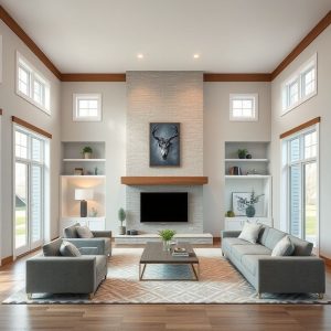 Modern dream home design, showcasing a clean, professional layout with custom home builder payment schedules displayed on sleek digital screens, set against a serene, sunset-lit backdrop, ideal for featured images.