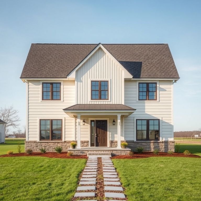 Modern rural home under construction, showcasing foundational work and soil management techniques used by custom new builders, set against a clean, natural backdrop, ideal for a featured image.