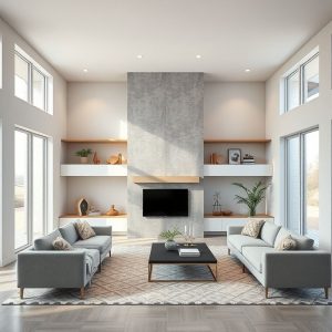 Modern, high-quality custom home under construction, emphasizing attention to detail and quality craftsmanship, showcasing the importance of experience in custom home building.
