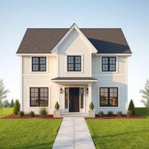 Professional, modern, custom-built home showcasing premium quality and affordability in a sleek, 16:9, high-resolution image