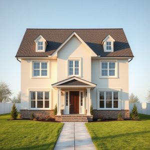 Modern, family-owned home building project on expansive acreage, showcasing clean, professional design in a high-quality, 16:9 photorealistic image.