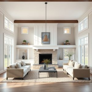 Modern country home design with transparent pricing details, showcased in a high-quality, professional, clean, and sleek 16:9 photorealistic image.