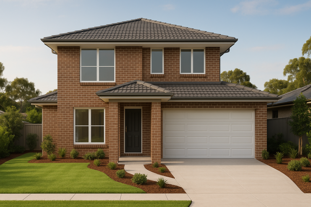 Custom Design New Home Builder completes new estate home in Brookwater with modern design and landscaped garden.